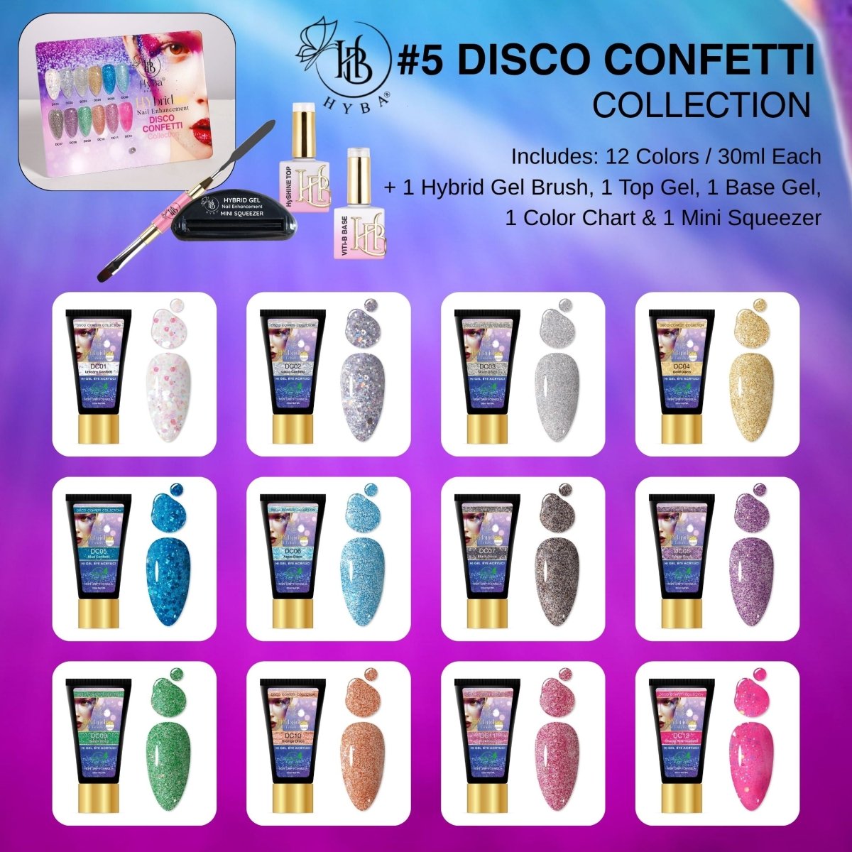#5 DISCO CONFETTI 30ml Box Set - HyGEL® Hybrid Gel Nail System